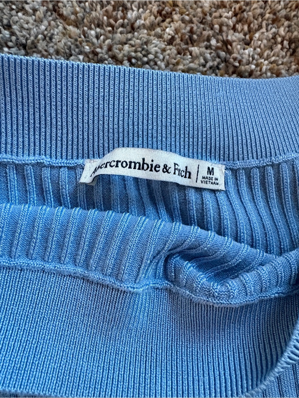 Abercrombie & Fitch Men’s Sky Blue Ribbed Crewneck Sweater